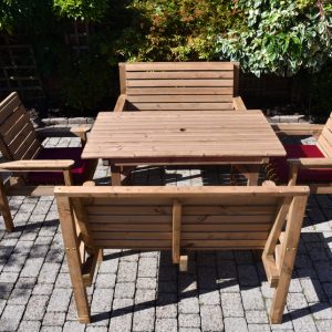 4FT Straight Table With 2 Benches and 2 Chairs
